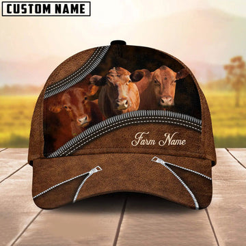 Uni Happiness Red Angus Customized Farm Name 3D Classic Cap