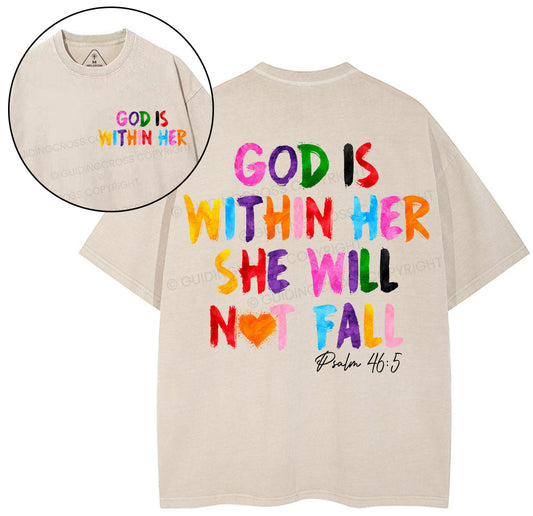 God Is Within Her She Will Not Fall Chrsitian Washed T-Shirt Sale - GuidingCross