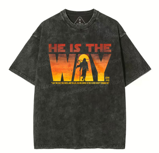 He Is The Way Vintage Washed Christian TShirt