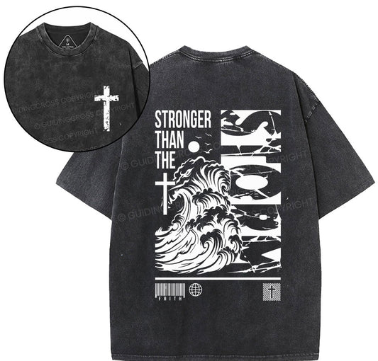 Stonger Than The Storm Christian Washed T-Shirt Sale - GuidingCross