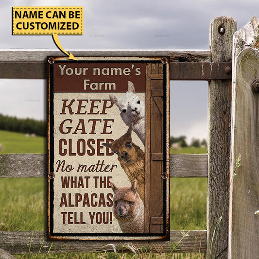 uni Customized Name ALPACA LOVERS KEEP GATE CLOSED All Printed 3D Metal Sign