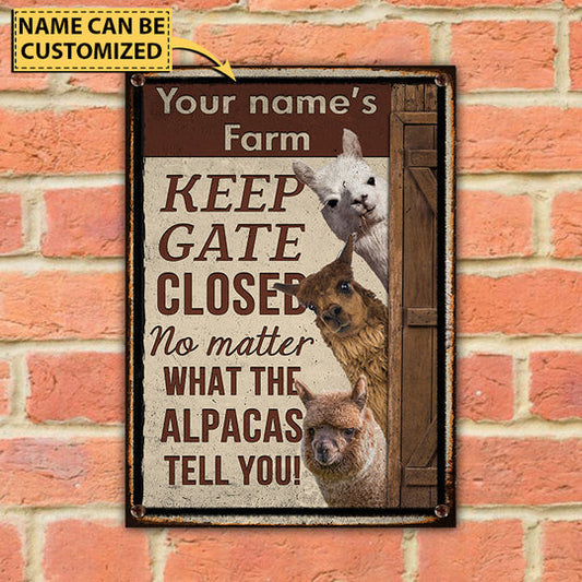 uni Customized Name ALPACA LOVERS KEEP GATE CLOSED All Printed 3D Metal Sign