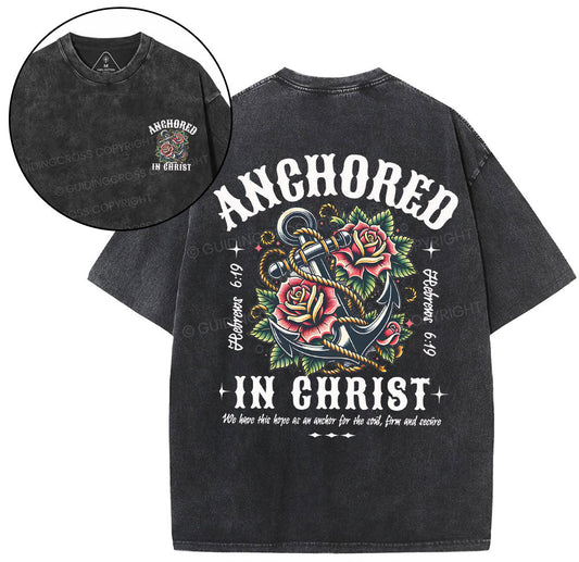 Anchored Christian Washed T-Shirt Sale - GuidingCross