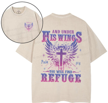 And Under His Wings Christian Washed TShirt