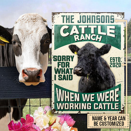 uni Customized Name Farm Black Angus Sorry For What I Said All Printed 3D Metal Sign