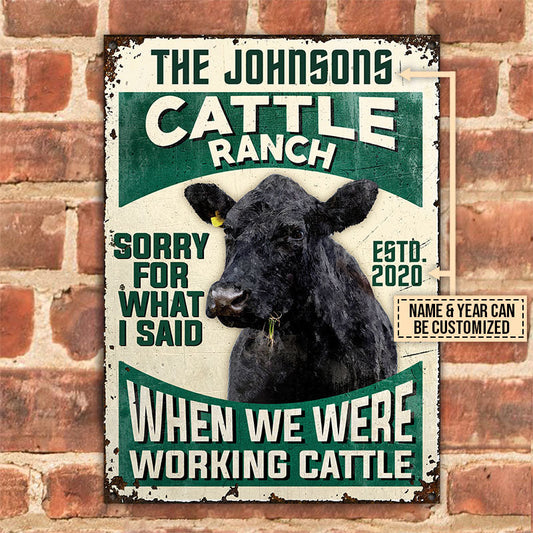 uni Customized Name Farm Black Angus Sorry For What I Said All Printed 3D Metal Sign