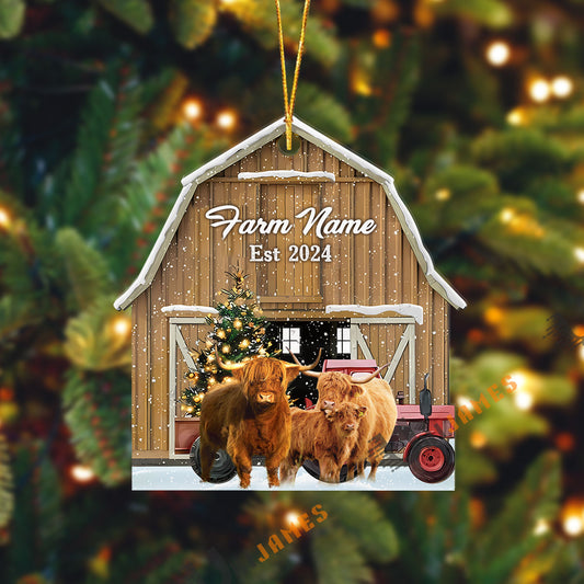 Uni Highland Christmas Ranch Custom Shape Acrylic Ornament