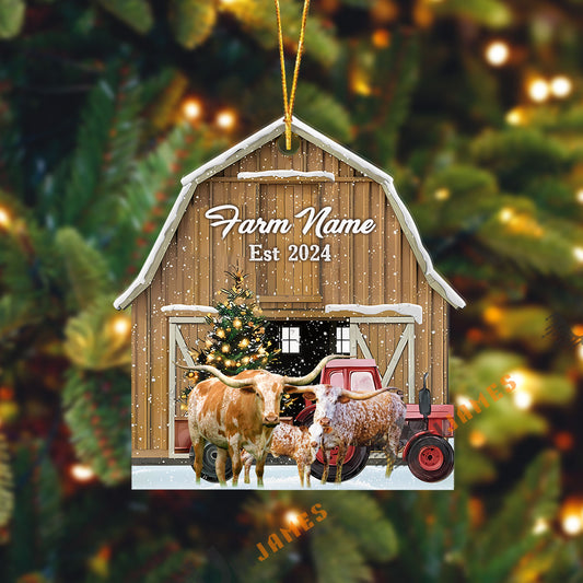 Uni Texas Longhorn Christmas Ranch Custom Shape Acrylic Ornament