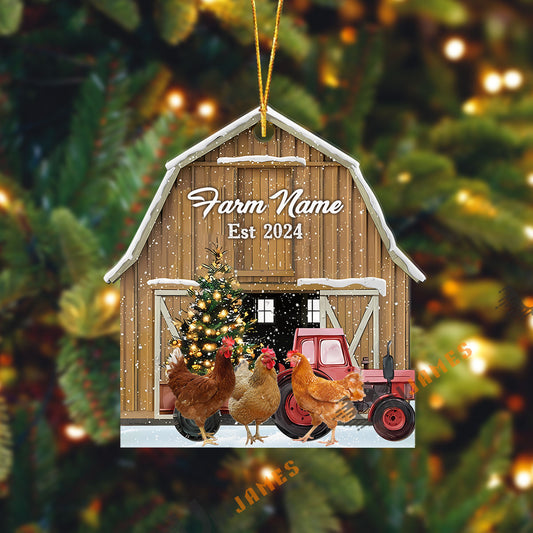 Uni Chicken Christmas Ranch Custom Shape Acrylic Ornament