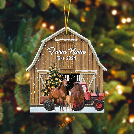 Uni Horse Christmas Ranch Custom Shape Acrylic Ornament