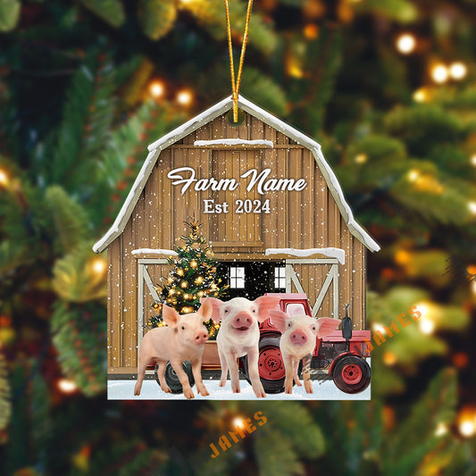 Uni Pig Christmas Ranch Custom Shape Acrylic Ornament