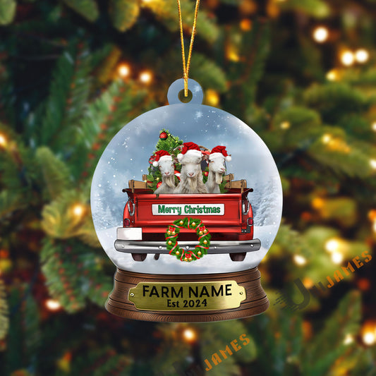 Uni Goat Christmas Snowball Truck Custom Shape Acrylic Ornament
