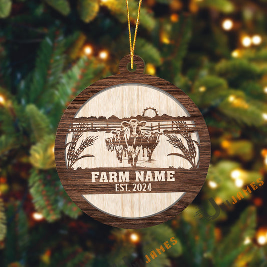 Uni Holstein Sunshine Field Wooden Pattern Custom Shape Acrylic Ornament