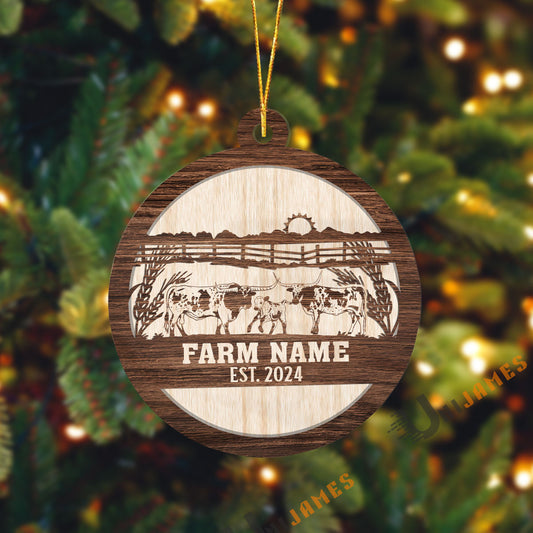 Uni Texas Longhorn Sunshine Field Wooden Pattern Custom Shape Acrylic Ornament