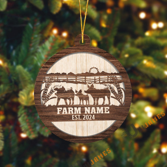 Uni Pig Sunshine Field Wooden Pattern Custom Shape Acrylic Ornament