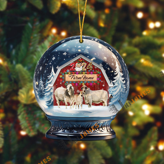 Uni Brahman Christmas Snowball Farm Custom Shape Acrylic Ornament