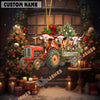 Uni Personalized Farm Tractor Christmas Ornament with Texas Long Horn & Tree Acrylic Ornament