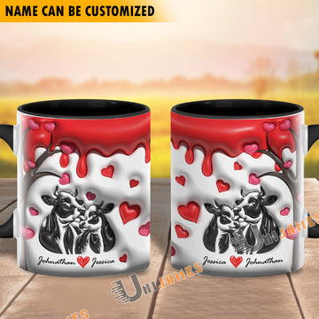 Uni Sweet Holstein Couple Personalized Name Two Tone Mug