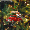 Uni Personalized Holstein Ornament – Red Christmas Truck & Farm Name Custom Shape Acrylic Ornament