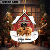 Uni Personalized Highland Moo-ry Christmas Barn Acrylic Ornament