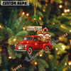 Uni Personalized Highland Ornament – Red Christmas Truck & Farm Name Custom Shape Acrylic Ornament
