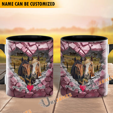 Uni Horse Couple Personalized Name Two Tone Mug