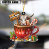 Uni Personalized Texas Long Horn Moo-ry Christmas Cocoa Mug Acrylic Ornament