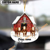 Uni Personalized Hereford Moo-ry Christmas Barn Acrylic Ornament