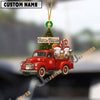 Uni Personalized Simmental Ornament – Red Christmas Truck & Farm Name Custom Shape Acrylic Ornament