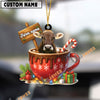 Uni Personalized Brown Swiss Moo-ry Christmas Cocoa Mug Acrylic Ornament