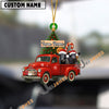 Uni Personalized Black Angus Ornament – Red Christmas Truck & Farm Name Custom Shape Acrylic Ornament
