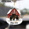 Uni Personalized Belted Galloway Moo-ry Christmas Barn Acrylic Ornament
