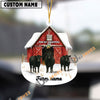 Uni Personalized Black Angus Moo-ry Christmas Barn Acrylic Ornament