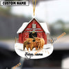 Uni Personalized Highland Moo-ry Christmas Barn Acrylic Ornament