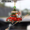 Uni Personalized Brahman Ornament – Red Christmas Truck & Farm Name Custom Shape Acrylic Ornament