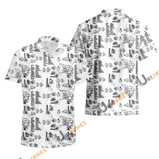 UniJames Comfort Schematics Button Shirt, Hawaiian Shirt For Men