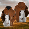 Uni White Horse Lover 3D Hoodie