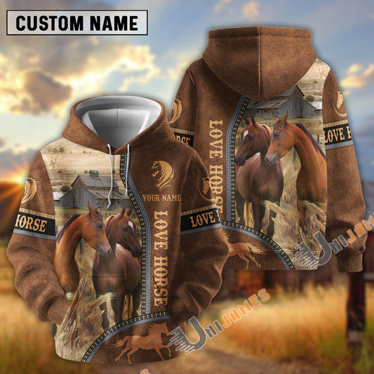 Uni Custom Name Farm Horse Lovers 3D Printed Hoodie