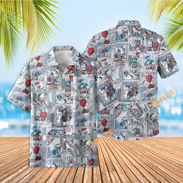 UniJames Marvel Captain America - Arctic Ice Short Sleeve Hawaiian Shirt