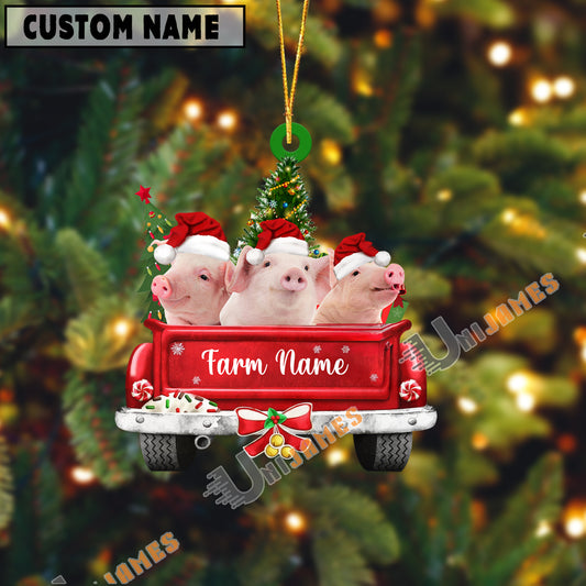 Uni Pig Christmas Car Custom Shape Acrylic Ornament