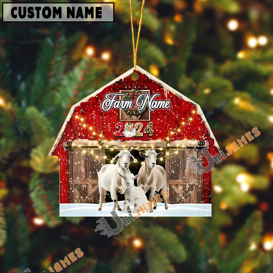 Uni Goat Christmas Gift Red Barn Custom Shape Acrylic Ornament