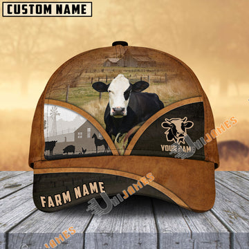 Uni Black Baldy Farm Country Customized Name Brown Leather Pattern Cap