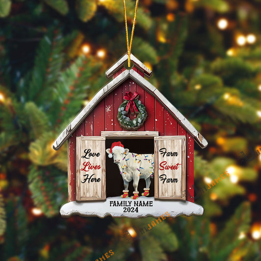 Uni Charolais Christmas Farm Sweet Farm Custom Shape Acrylic Ornament