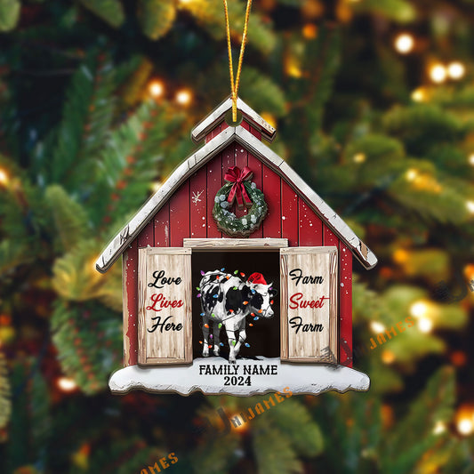 Uni Holstein Christmas Farm Sweet Farm Custom Shape Acrylic Ornament
