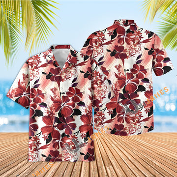 UniJames Watercolor Hibiscus - Red Short Sleeve Hawaiian Shirt