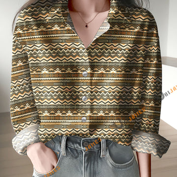 Uni Golden Tribal Wave Pattern Casual Shirt
