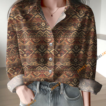 Uni Dark Bohemian Ethnic Pattern Casual Shirt