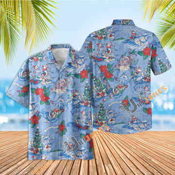 UniJames Hawaiian Christmas 2024 - Blue Short Sleeve Hawaiian Shirt