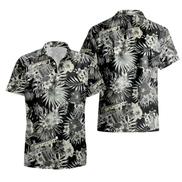 UniJames Comfort Bliss Vector V2 (Black/White) Button Shirt, Hawaiian Shirt For Men