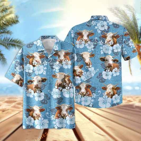 Uni Simmental Tribal Flowers Hawaiian Shirt